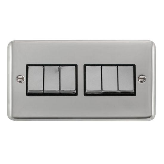 DPCH416BK Deco Plus 10AX Ingot 6 Gang 2 Way Plate