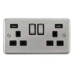 DPCH580BK Deco Plus 13A Ingot 2 Gang Switched Socket