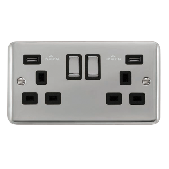 DPCH580BK Deco Plus 13A Ingot 2 Gang Switched Socket