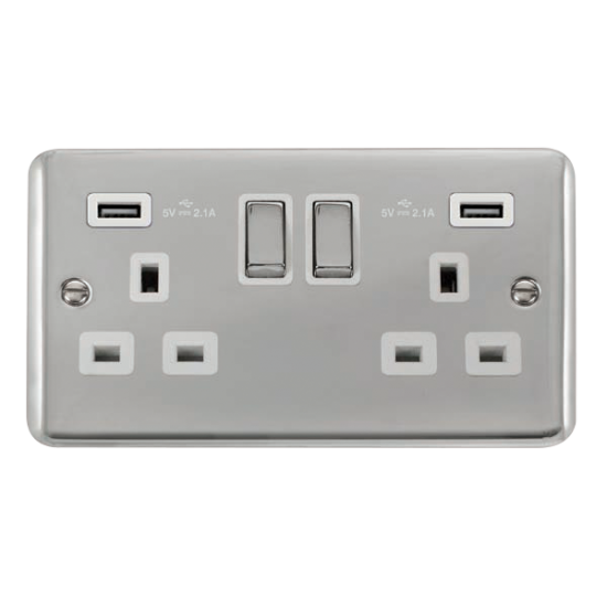 DPCH580WH Deco Plus 13A Ingot 2 Gang Switched Socket