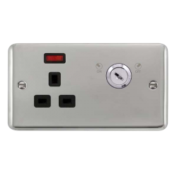 DPCH655BK Deco Plus 13A 1G DP LOCKABLE SKT NEON DE