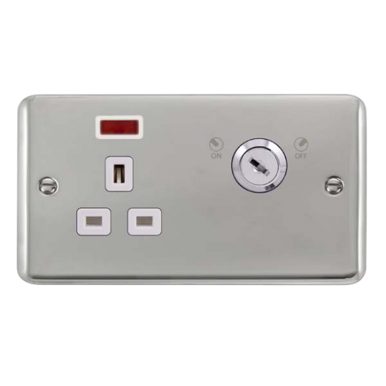 DPCH655WH Deco Plus 13A 1G DP LOCKABLE SKT NEON DE