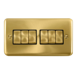 DPSB416BK Deco Plus 10AX Ingot 6 Gang 2 Way Plate