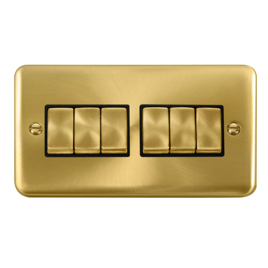 DPSB416BK Deco Plus 10AX Ingot 6 Gang 2 Way Plate