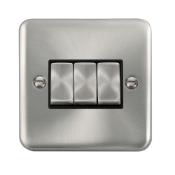 DPSC413BK Deco Plus 10AX Ingot 3 Gang 2 Way Plate