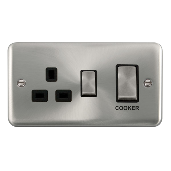 DPSC504BK Deco Plus 45A Ingot 2 Gang DP Switch Wit