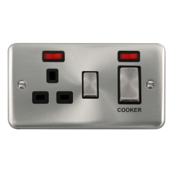 DPSC505BK Deco Plus 45A Ingot 2 Gang DP Switch Wit