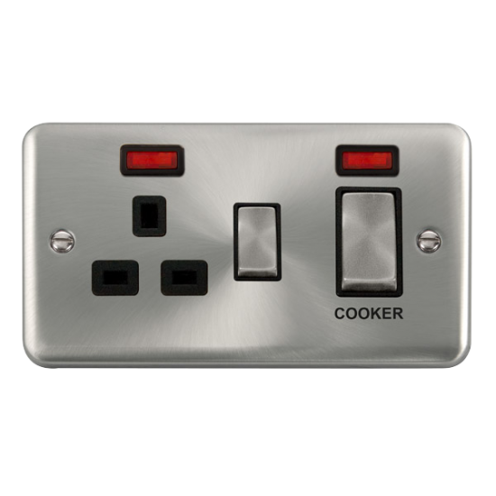 DPSC505BK Deco Plus 45A Ingot 2 Gang DP Switch Wit