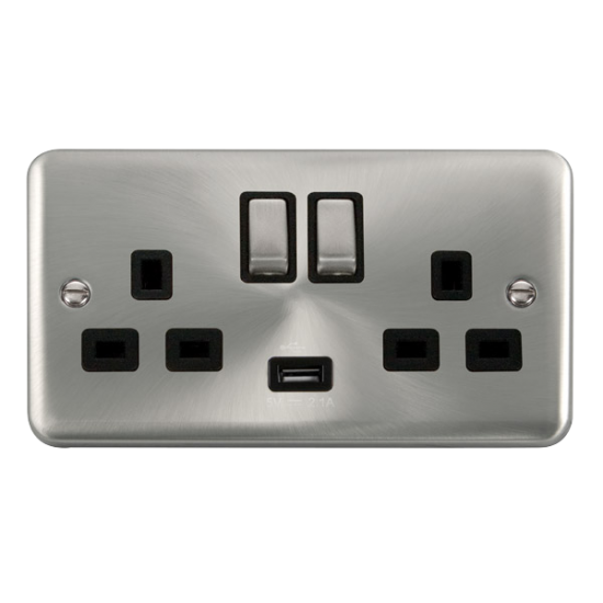 DPSC570BK Deco Plus 13A Ingot 2 Gang Switched Sock