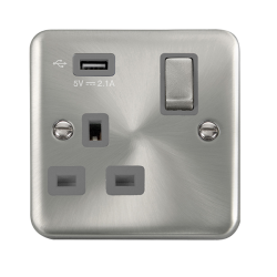 DPSC571UGY Deco Plus 13A Ingot 1 Gang Switched Soc