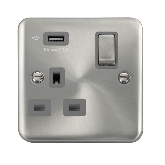 DPSC571UGY Deco Plus 13A Ingot 1 Gang Switched Soc