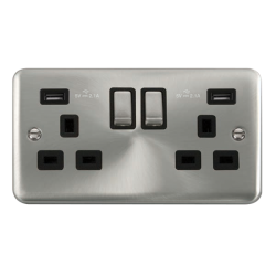 DPSC580BK Deco Plus 13A Ingot 2 Gang Switched Sock