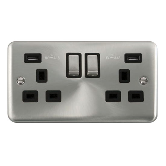 DPSC580BK Deco Plus 13A Ingot 2 Gang Switched Sock
