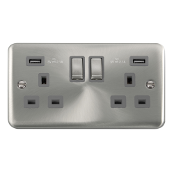 DPSC580GY Deco Plus 13A Ingot 2 Gang Switched Sock