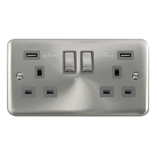 DPSC580GY Deco Plus 13A Ingot 2 Gang Switched Sock