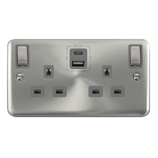 DPSC586GY Deco Plus 13A Ingot 2 Gang Switched Safe