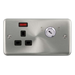 DPSC655BK Deco Plus 13A 1G DP LOCKABLE SKT NEON DE