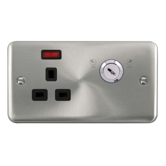 DPSC655BK Deco Plus 13A 1G DP LOCKABLE SKT NEON DE