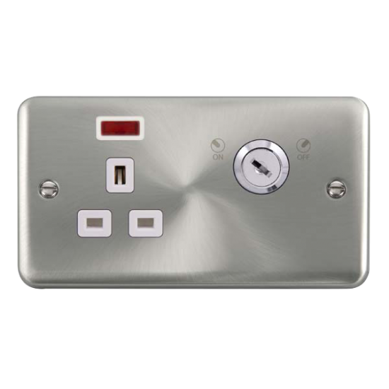 DPSC655WH Deco Plus 13A 1G DP LOCKABLE SKT NEON DE