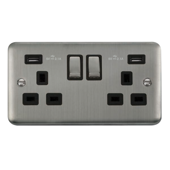 DPSS580BK Deco Plus 13A Ingot 2 Gang Switched Sock