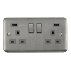 DPSS580GY Deco Plus 13A Ingot 2 Gang Switched Sock