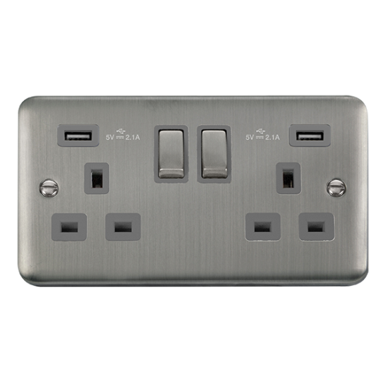 DPSS580GY Deco Plus 13A Ingot 2 Gang Switched Sock