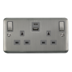 DPSS586GY Deco Plus 13A Ingot 2 Gang Switched Safe