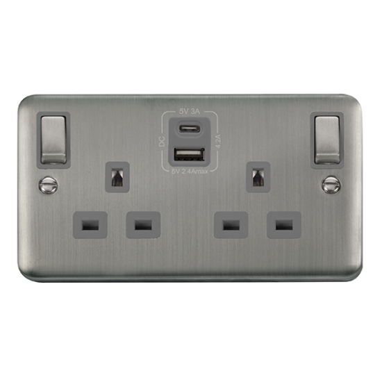 DPSS586GY Deco Plus 13A Ingot 2 Gang Switched Safe