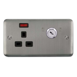 DPSS655BK Deco Plus 13A 1G DP LOCKABLE SKT NEON DE