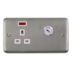 DPSS655WH Deco Plus 13A 1G DP LOCKABLE SKT NEON DE