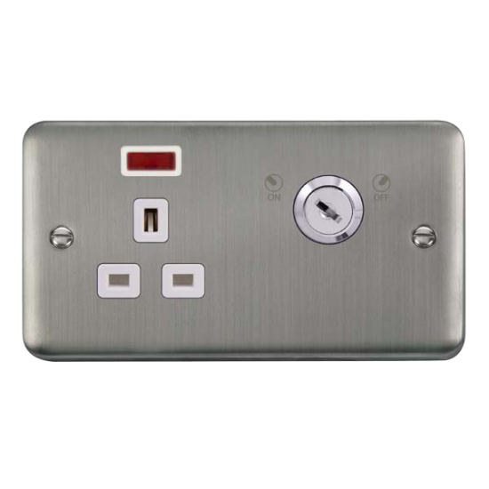 DPSS655WH Deco Plus 13A 1G DP LOCKABLE SKT NEON DE