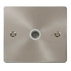 Scolmore Click Define Flat plate FPBS065WH Single Non-Isolated Coaxial Outlet Brushed Steel White Insert