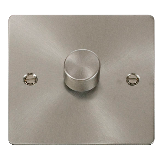 Scolmore Click Define Flat plate FPBS140 1 Gang 2 Way 400Va Dimmer Switch Brushed Steel