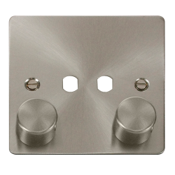 Scolmore Click Define Flat plate FPBS152PL 2 Gang Unfurnished Dimmer Plate & Knob (650W Max) - 2 Aperture Brushed Steel