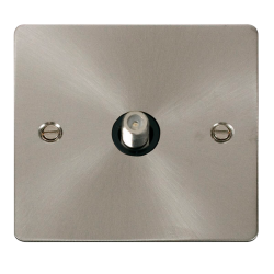 Scolmore Click Define Flat plate FPBS156BK Non-Isolated Single Satellite Outlet Brushed Steel Back Insert