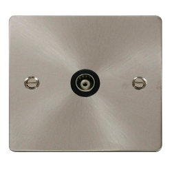 Scolmore Click Define Flat plate FPBS158BK Single Isolated Coaxial Outlet Brushed Steel Back Insert