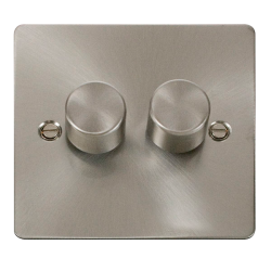 Scolmore Click Define Flat plate FPBS162 2 Gang 2 Way 100W Dimmer Switch Brushed Steel