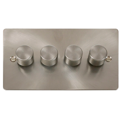 Scolmore Click Define Flat plate FPBS164 4 Gang 2 Way 100W Dimmer Switch Brushed Steel