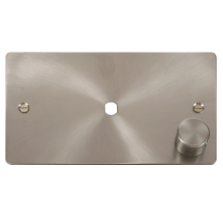 Scolmore Click Define Flat plate FPBS185 1 Gang Unfurnished Dimmer Plate & Knob (1000W Max) - 1 Aperture  Brushed Steel