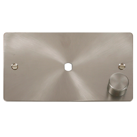 Scolmore Click Define Flat plate FPBS185 1 Gang Unfurnished Dimmer Plate & Knob (1000W Max) - 1 Aperture  Brushed Steel
