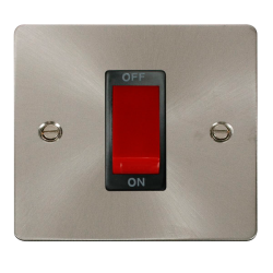 Scolmore Click Define Flat plate FPBS200BK 45A 1 Gang DP Plate Switch Brushed Steel Black Insert