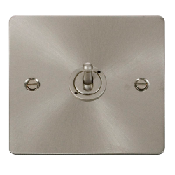 Scolmore Click Define Flat plate FPBS421 10AX 1 Gang 2 Way Toggle Plate Switch Brushed Steel