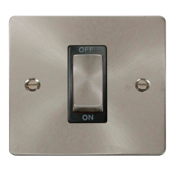 Scolmore Click Define Flat plate FPBS500BK 45A 1 Gang DP Plate Switch Brushed Steel Black Insert