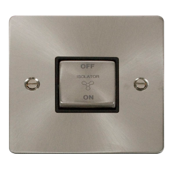 Scolmore Click Define Flat plate FPBS520BK 10A 3 Pole Fan Isolation Plate Switch Brushed Steel Black Insert