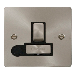 Scolmore Click Define Flat plate FPBS551BK 13A DP Switched Fused Connection Unit With Optional Flex Outlet  Brushed Steel Black Insert