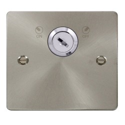 Scolmore Click Define Flat plate FPBS660 20A DP 1 Gang Plate Key Lockable Switch Brushed Steel