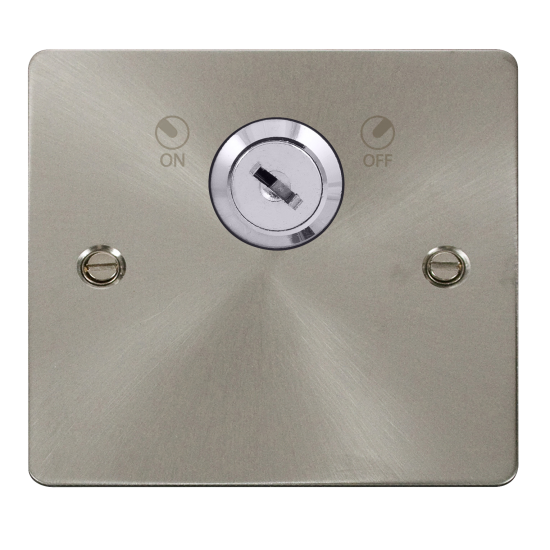 Scolmore Click Define Flat plate FPBS660 20A DP 1 Gang Plate Key Lockable Switch Brushed Steel