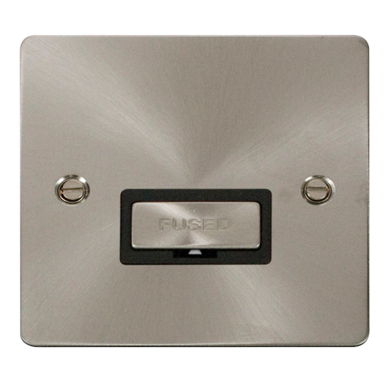 Scolmore Click Define Flat plate FPBS750BK 13A Fused Connection Unit Brushed Steel Black insert