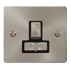 Scolmore Click Define Flat plate FPBS751BK 13A DP Switched Fused Connection Unit Brushed Steel Black insert