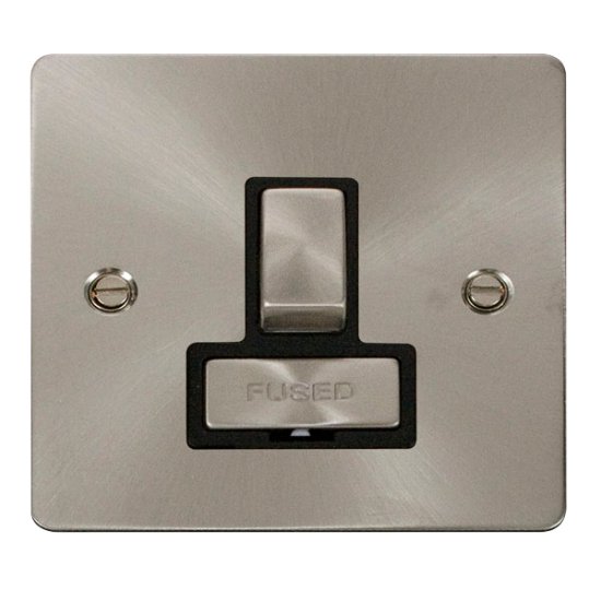 Scolmore Click Define Flat plate FPBS751BK 13A DP Switched Fused Connection Unit Brushed Steel Black insert